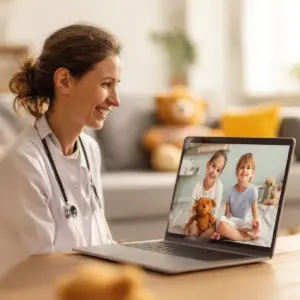 Videollamada con médico pediatra.